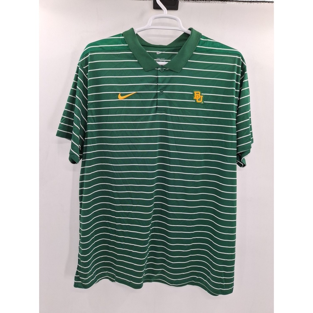 Nike‎ Baylor Bears Mens Green Victory Stripe Short Sleeve Polo XXXL